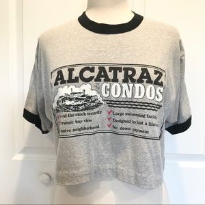 Vintage Cropped Ringer Graphic Alcatraz SF Tee